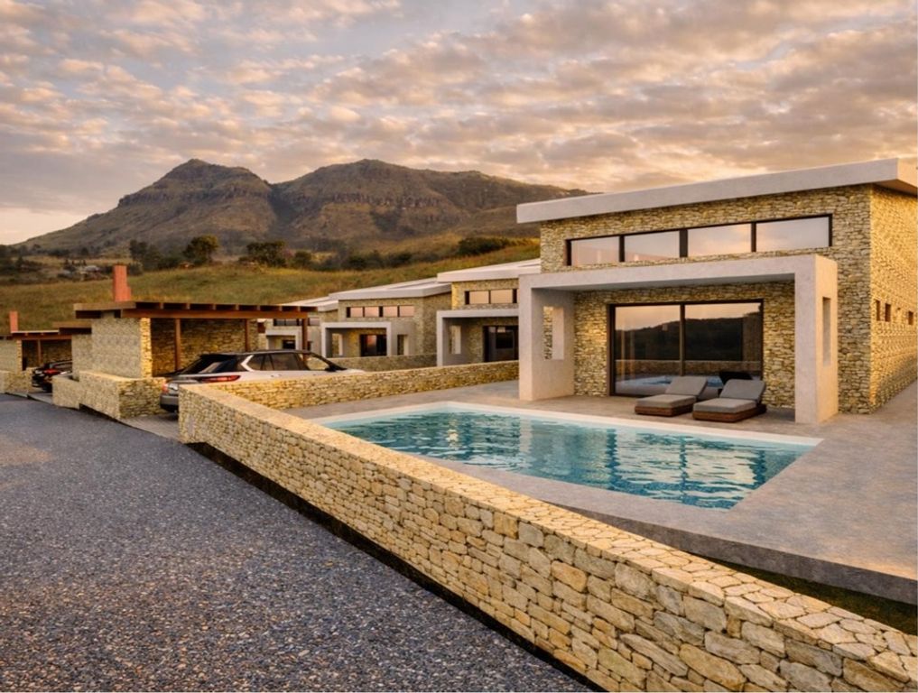 Pasha Villas private pool with Epirus mountain view — new build villa for sale in Trikorfo, Parga, Greece